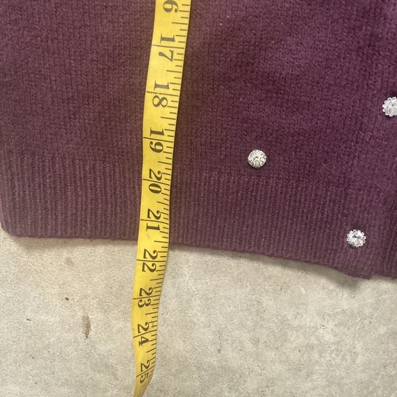 Ann Taylor Sweater Womens Size‎ Medium Burgundy Rhinestone Embellished Cardigan - Picture 5 of 10